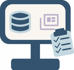 Illustration d'un ordinateur avec logiciels.