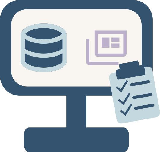 Illustration d'un ordinateur avec logiciels.