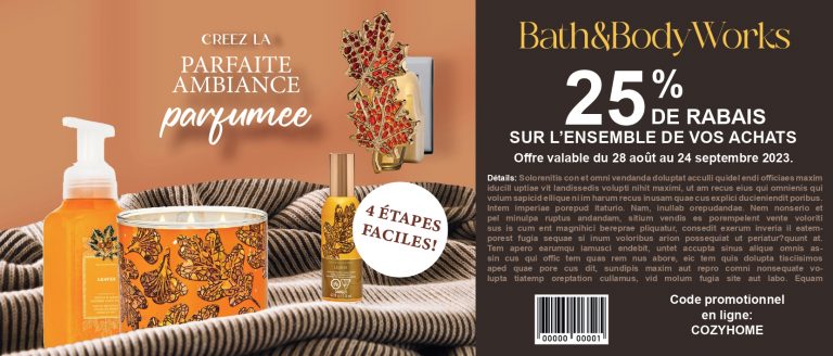 Première page du coupon de Bath & Body Works.