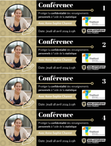 Aperçu de plusieurs billets pour une conférence du Cégep de Thetford.