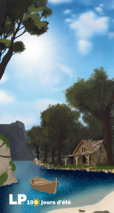 Devant du design d'une serviette de plage Solem pour la compagnie LP.