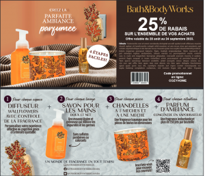 Reproduction d'une publicité de Bath & Body Works.